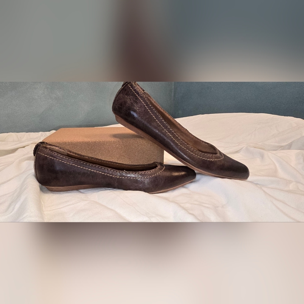 Calvin Klein Dark Brown Leather Women's Ballet Flats 7.5 - Picture 3 of 4